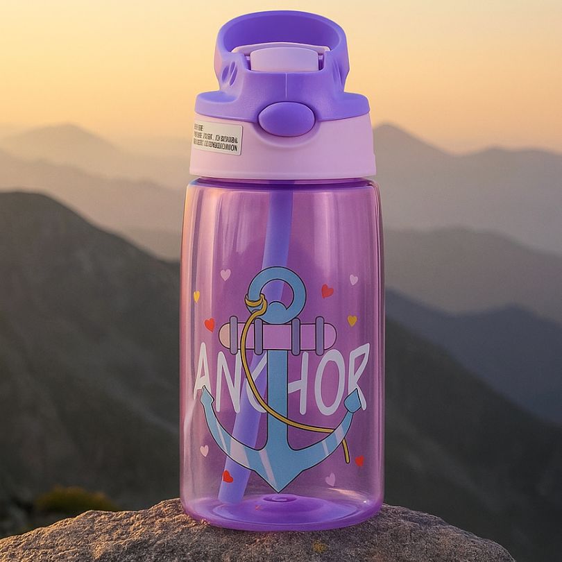 gourde enfant paille violet avec ancre