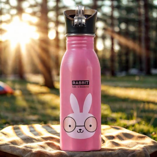 gourde-inox-enfant-rose-avec-lapin