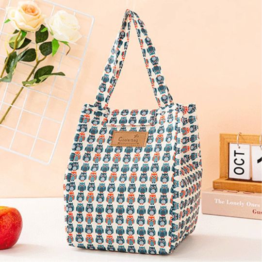 image d'un sac isotherme avec illustration de hiboux