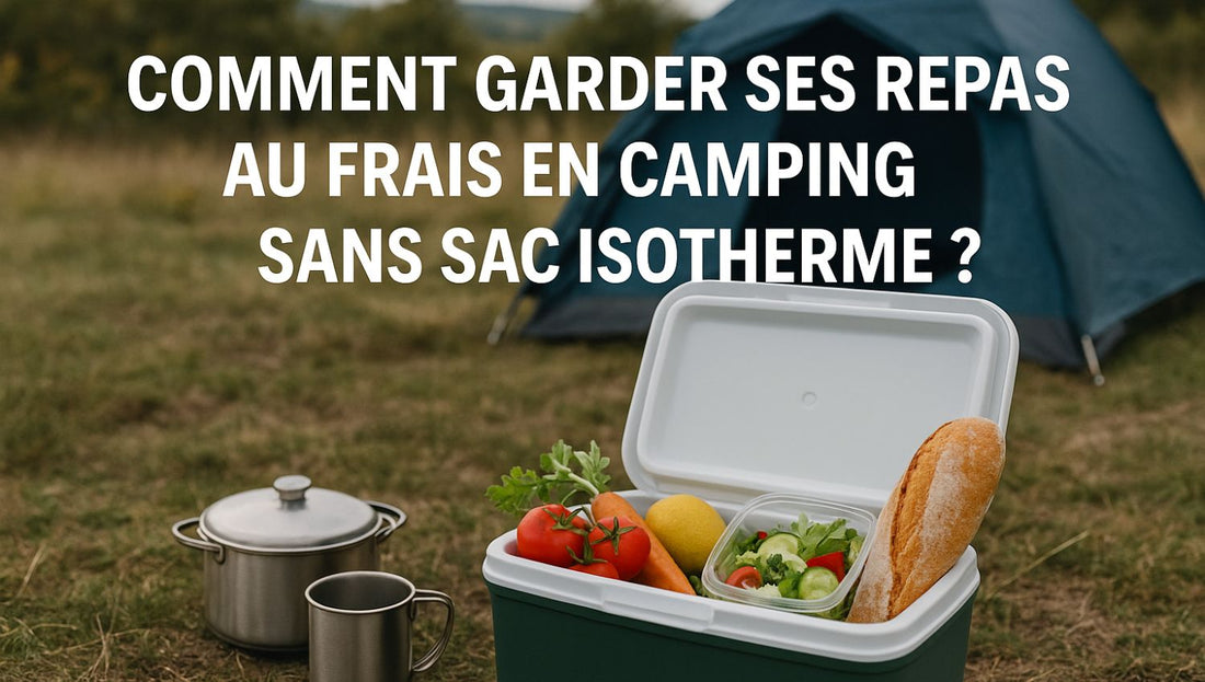 sac isotherme sur le sol avec une glaciere remplit d'aliments frais