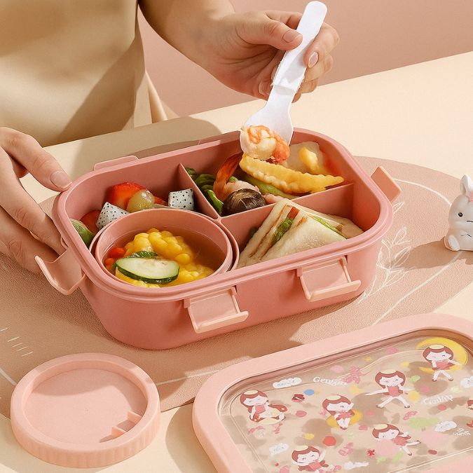 femme mangeant son repas de sa boite à gouter