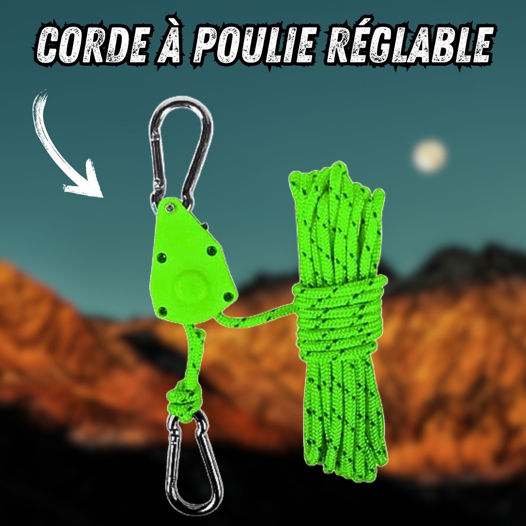 Corde à poulie réglable | FlexiRope™ - CampnGround