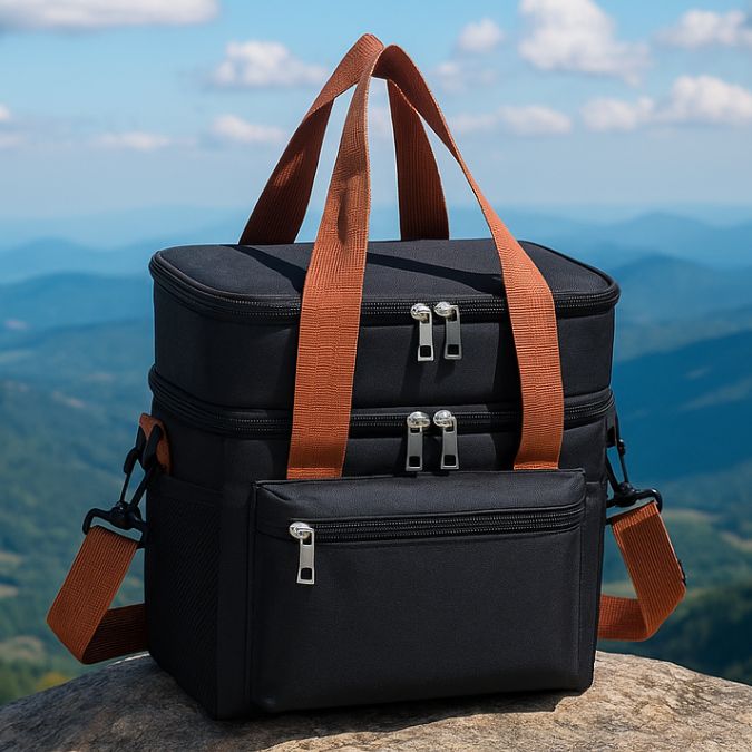 présentation d'une galcière souple noir au soleil en haut de montagne