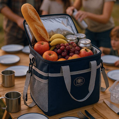 une glaciere souple remplit d'aliments frais