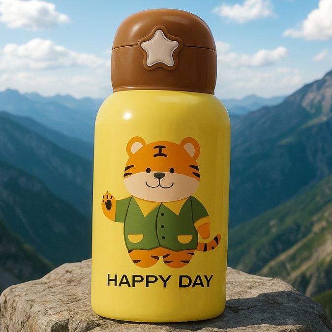 gourde isotherme enfant jaune avec renard