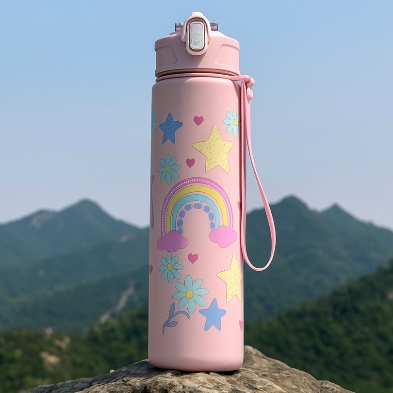 gourde pour enfant rose arc-en-ciel