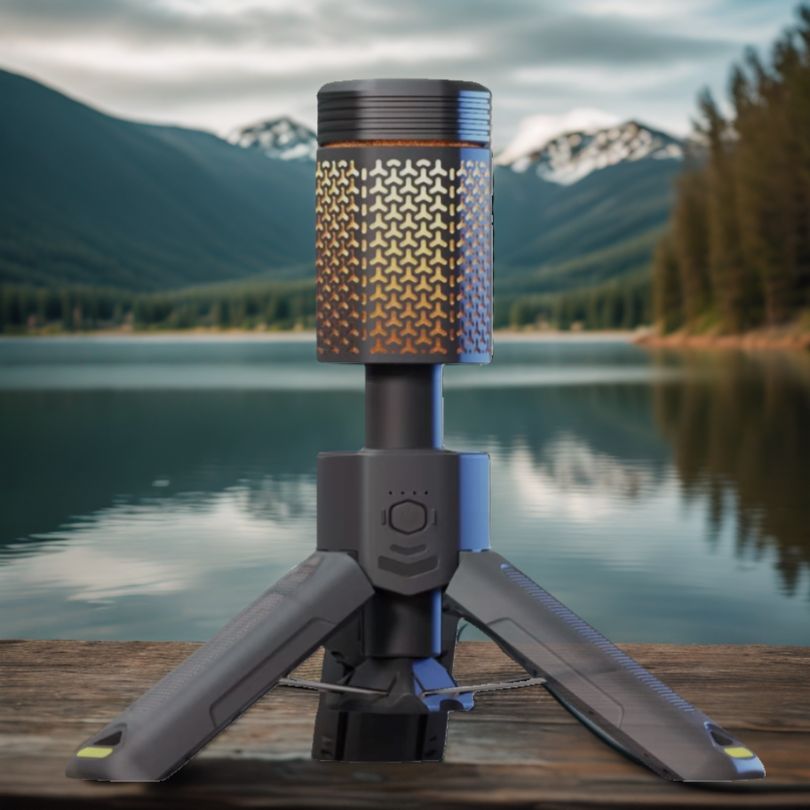 lampe-rechargeable-grise-telescopique-pour-camping