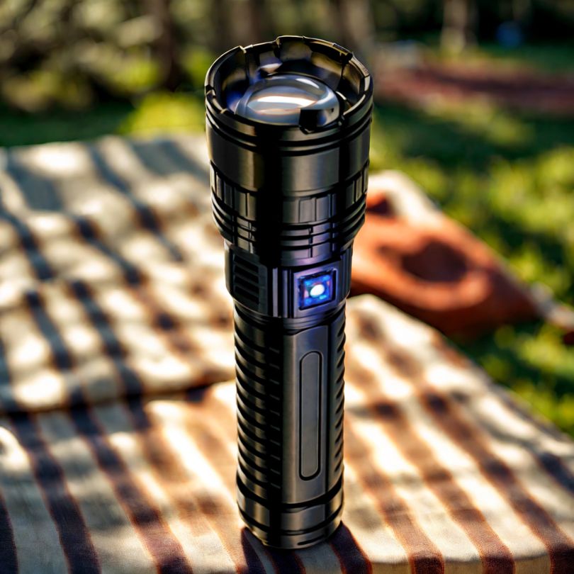 lampe-torche-puissante-sur-table-de-camping-pour-la-nuit