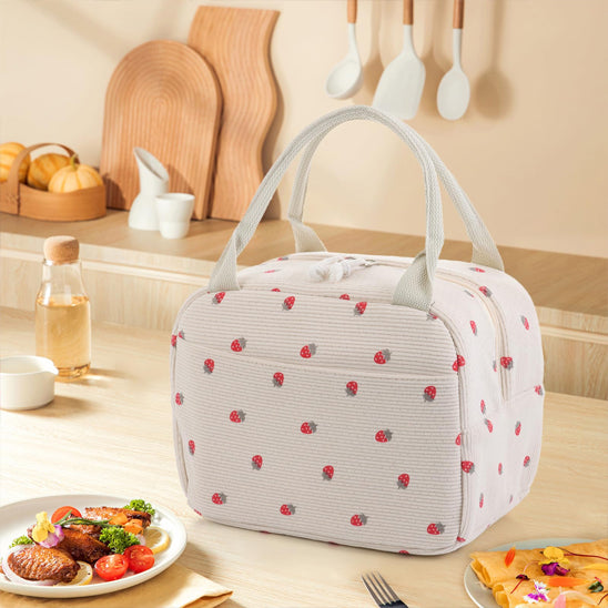 lunch-bag-isotherme-avec-motifs-de-fraise-sur-table-en-cuisine