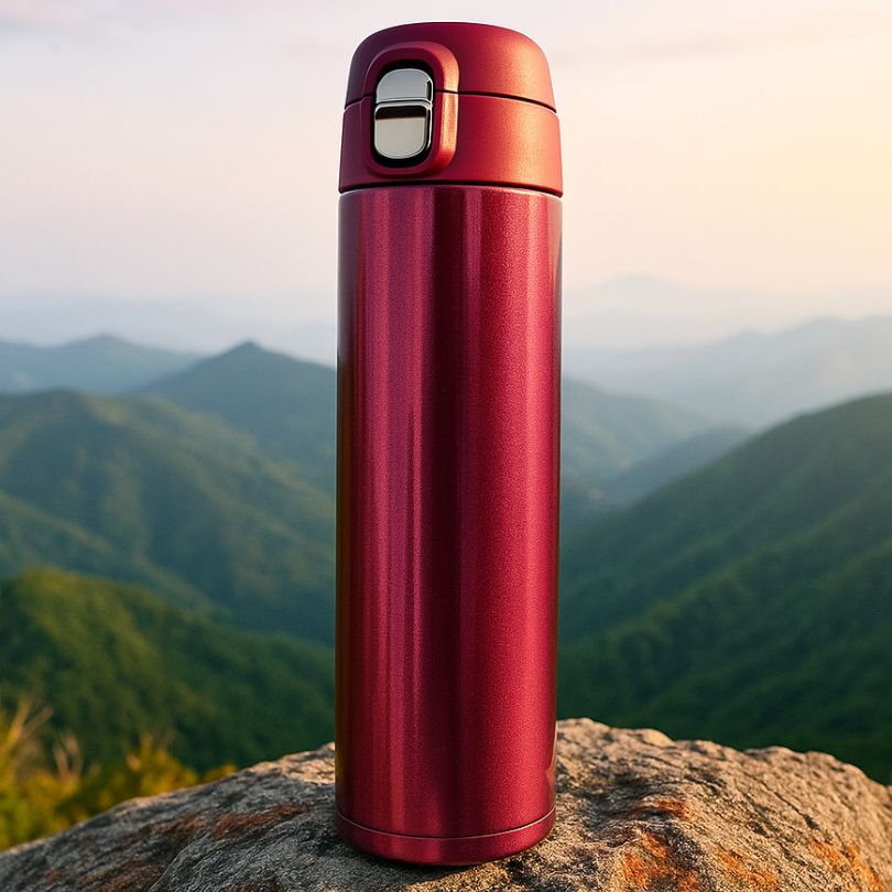 un mug isotherme de 500 ml rouge