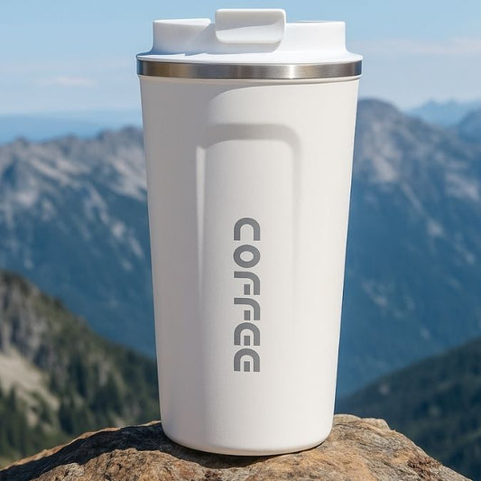 mug thermos blanc au soleil