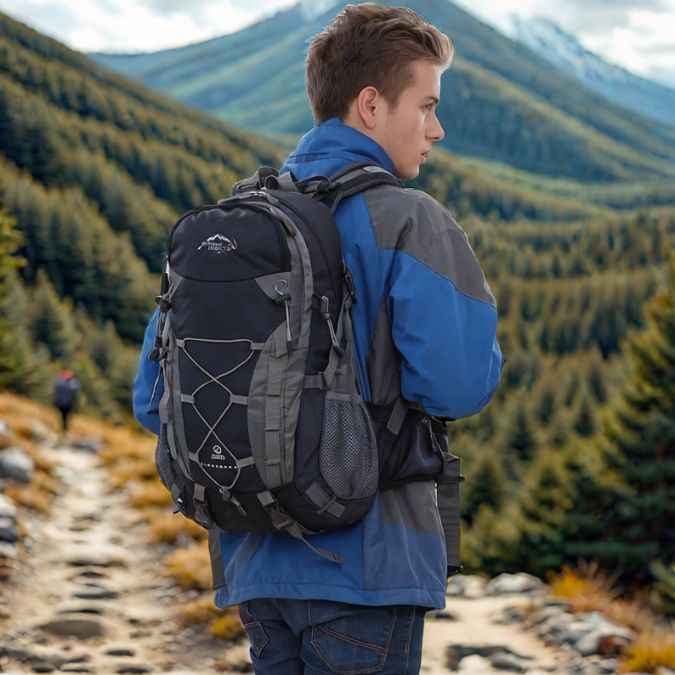 un-homme-blond-avec-une-sac-a-dos-40l-bleu-marchant-en-montagne