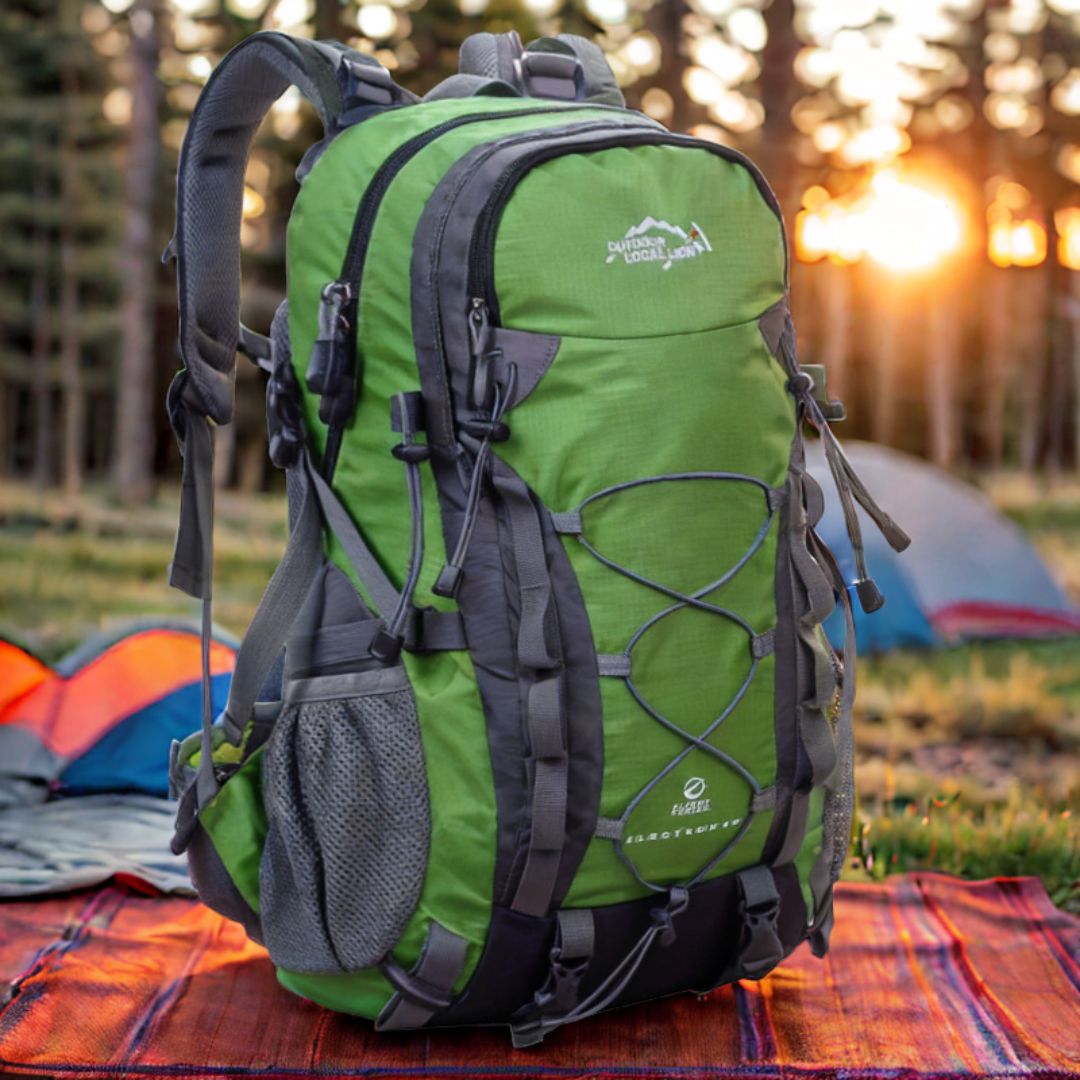 sac-a-dos-40l-vert-sur-site-de-camping