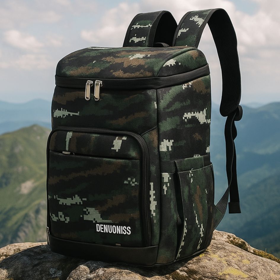 présentation d'un sac a dos isotherme vert camouflage