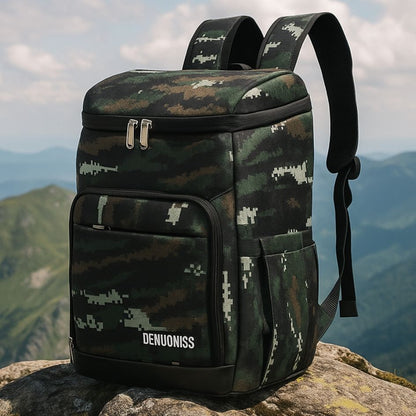 présentation d'un sac a dos isotherme vert camouflage