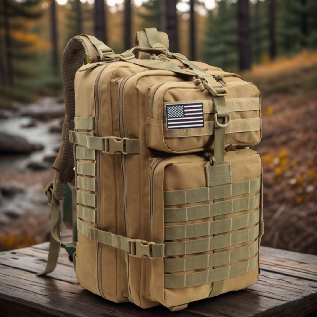 sac-à-dos-militaire-kaki-sur-une-table