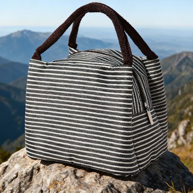 sac gamelle noir à rayure