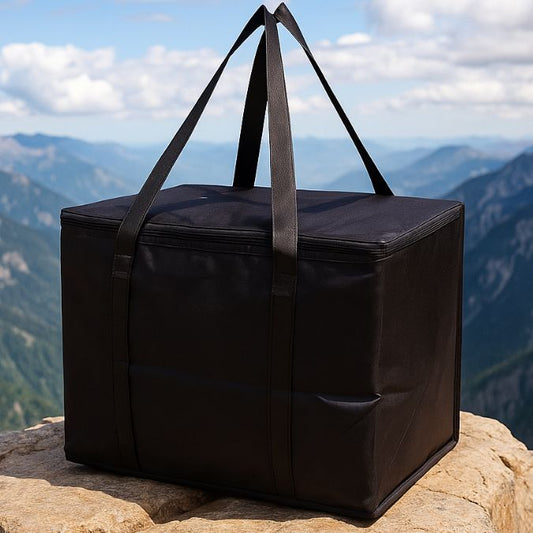 présentation d'un sac glaciere isotherme noir en plein air