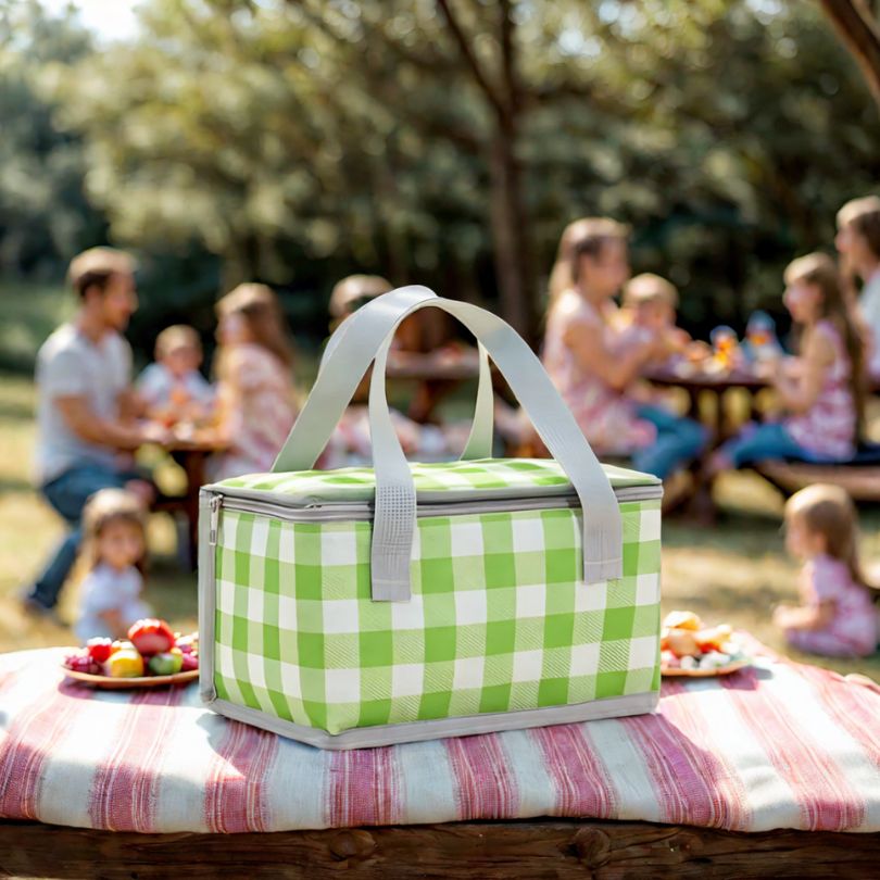 sac-isotherme-vert-en-camping-avec-famille