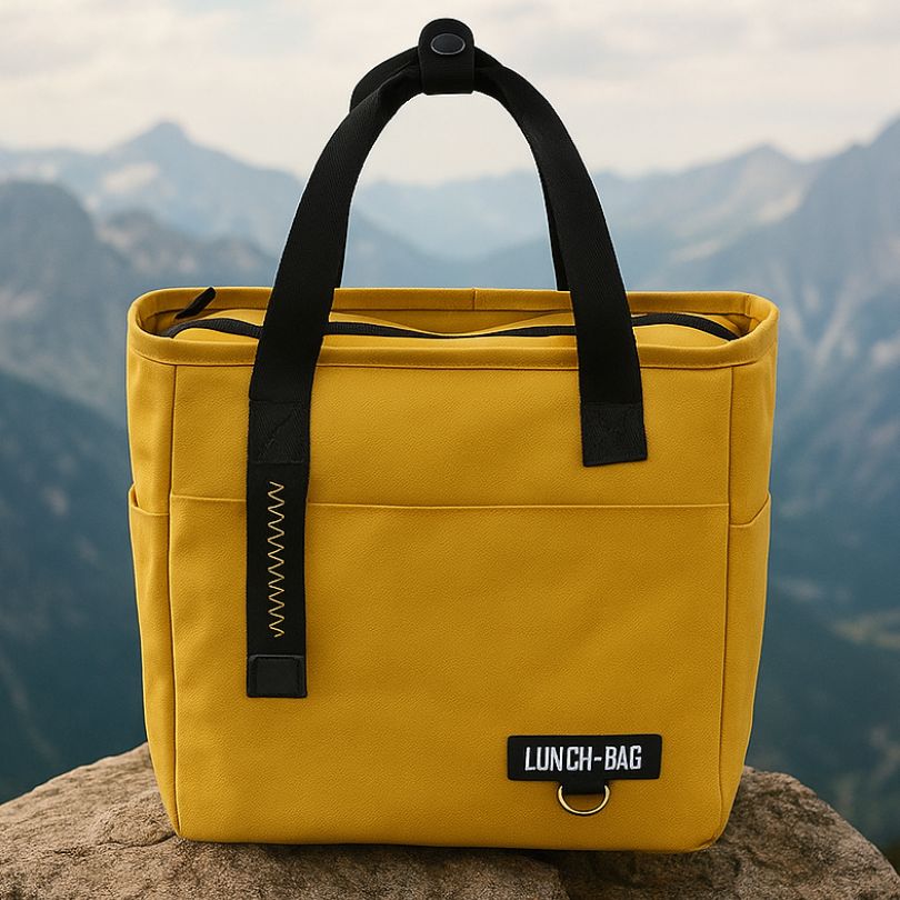 sac thermique jaune en extérieur
