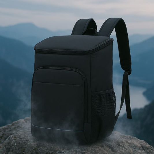 sacs à dos isotherme au sommett d'une montagne en hiver