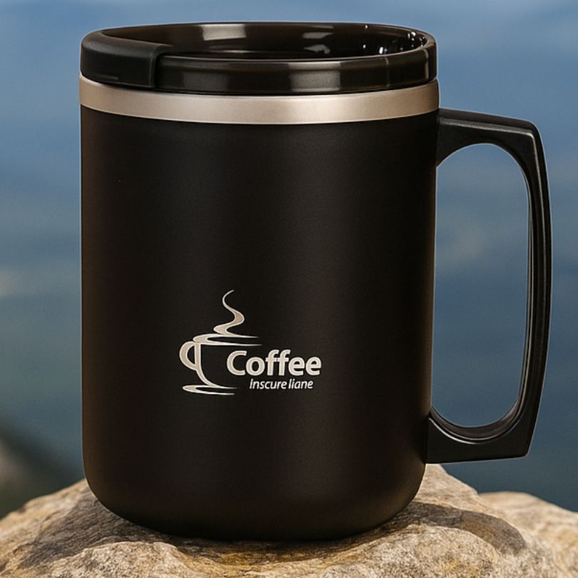 tasse double paroi noir avec anse confortable