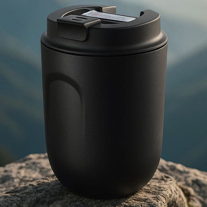 tasse isotherme noir en extérieur