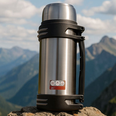 présentation d'un thermos 2 l argent