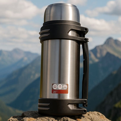 présentation d'un thermos 2 l argent
