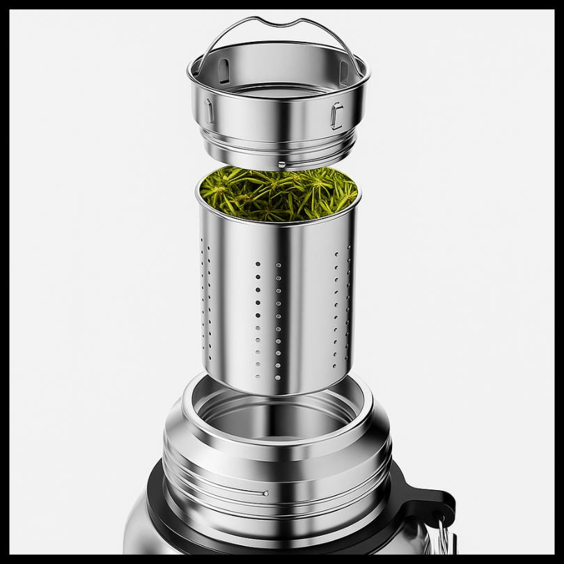 présentation de l'infuseur à thé intégré au thermos isotherme