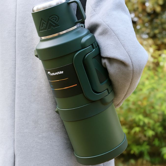 thermos flask mug avec poignée repliable